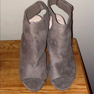 Open Toe Suede Heeled Boots